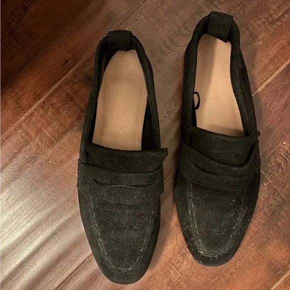 Zara genuine suede leather black moccasin loafers - Picture 3 of 6